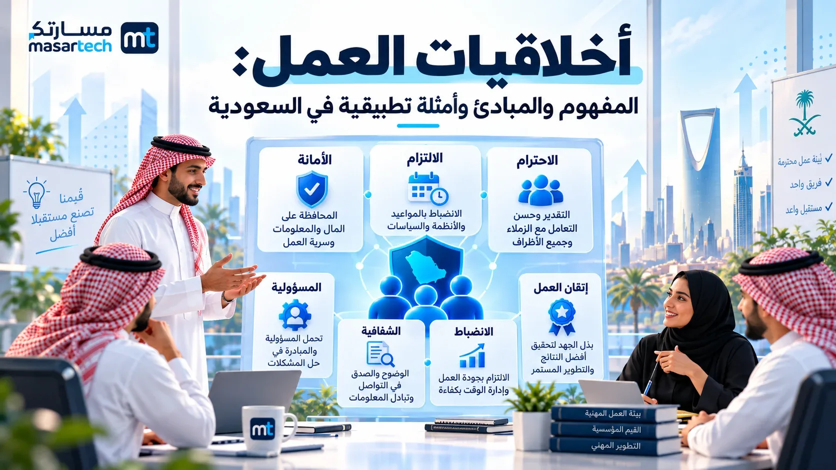أخلاقيات العمل: المفهوم والمبادئ وأمثلة تطبيقية في السعودية