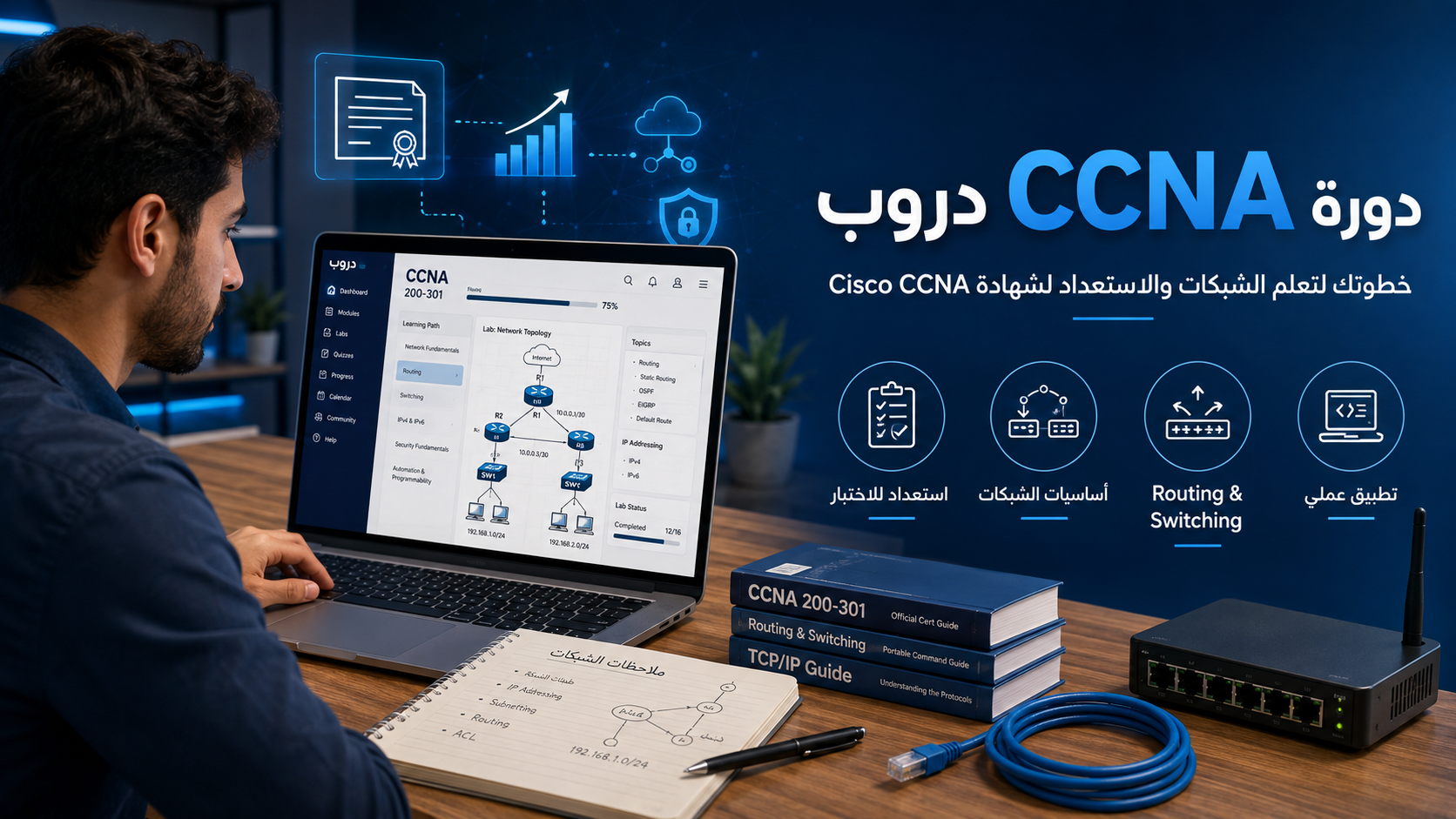 دورة CCNA دروب: هل هي مجانية؟ وطريقة التسجيل والاستعداد لشهادة Cisco CCNA