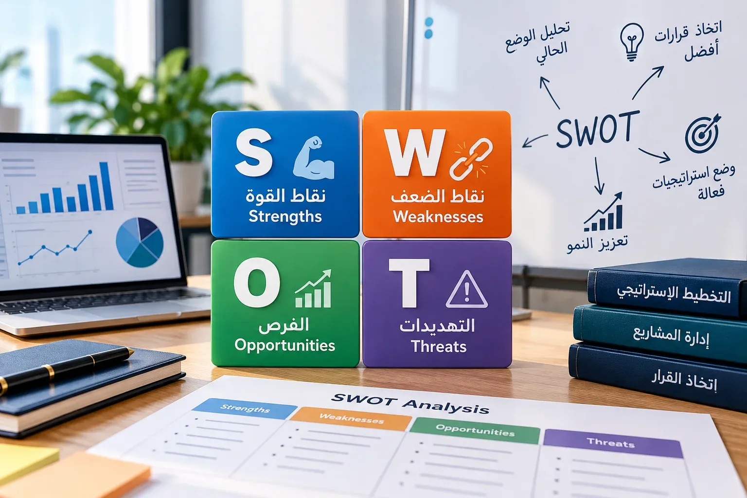 تحليل SWOT: شرح تحليل سوات مع أمثلة وخطوات عملية | مسارتك